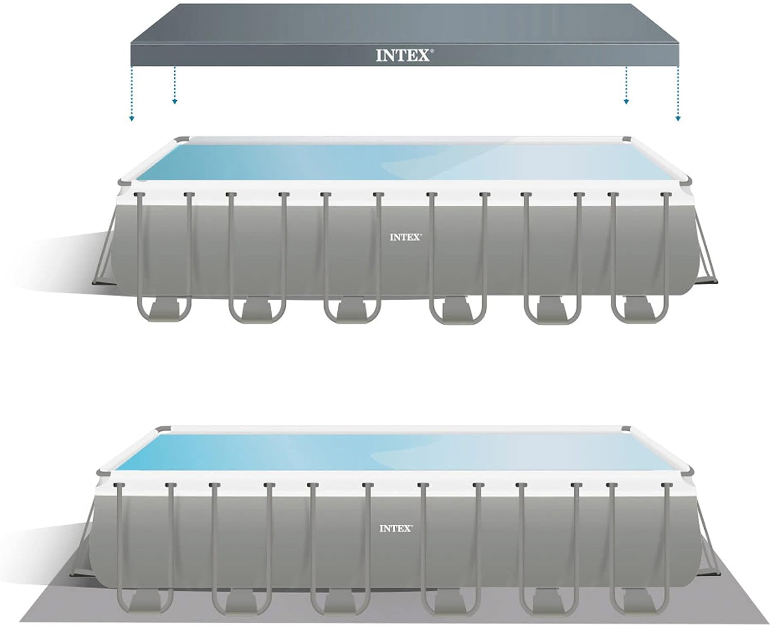 Intex Ultra XTR Frame – Piscina Fuori Terra Rettangolare 732x366x132 cm con Pompa a Sabbia e Accessori
