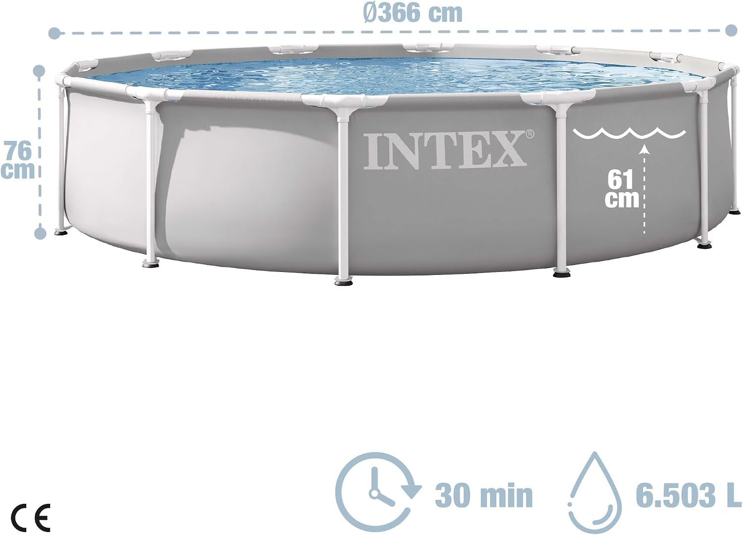 Piscine hors sol Intex Prism Frame Premium 3,66 × 0,76 m avec pompe de filtration