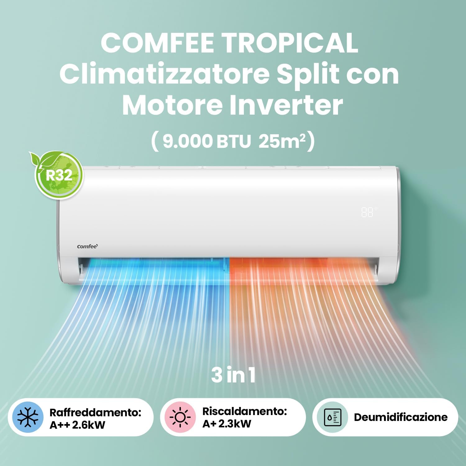 COMFEE' TROPICAL 9K – Climatiseur monosplit Inverter 9 000 BTU avec Wi-Fi