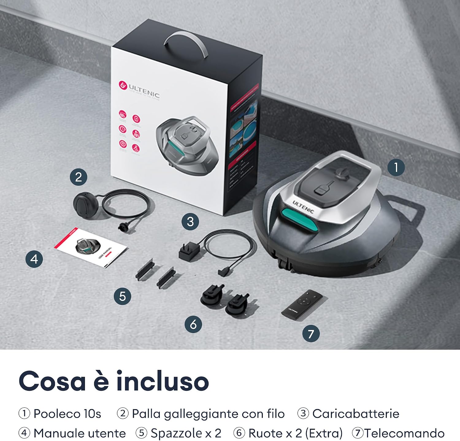 Ultenic Pooleco P10S – Robot de piscine sans fil avec application mobile et télécommande