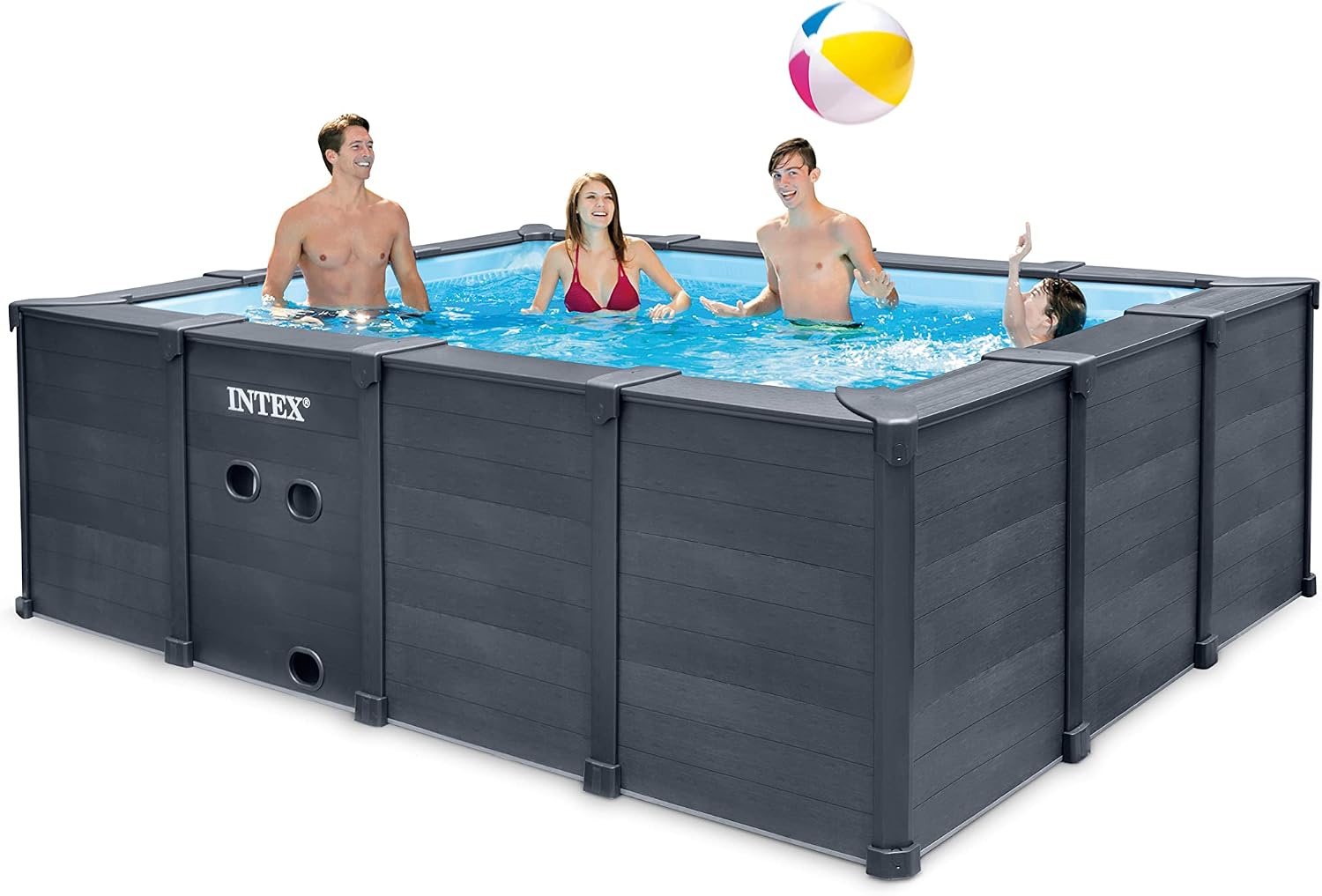 Piscine hors sol rectangulaire Intex Graphite Gray Panel™ 400 × 300 × 124 cm avec pompe à sable