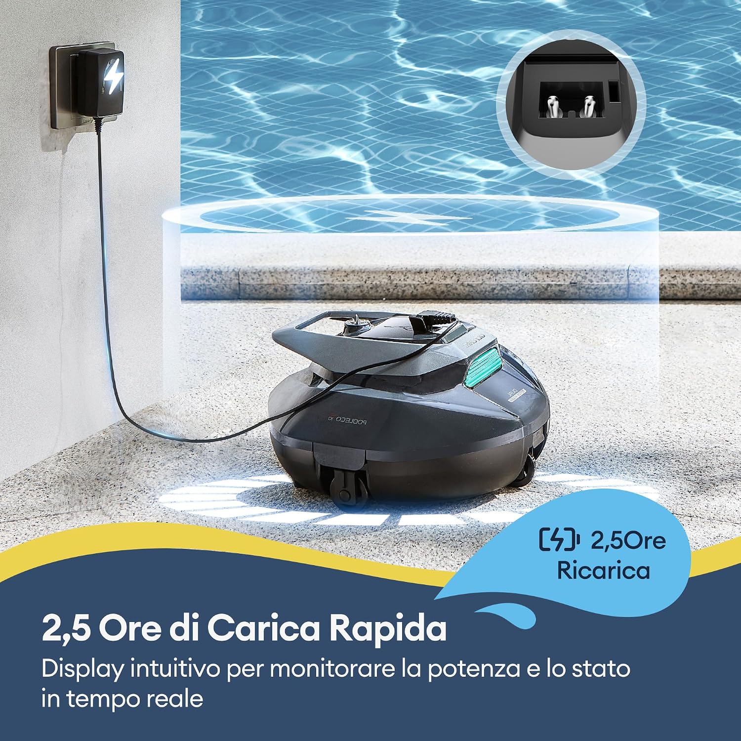 Ultenic Pooleco P10S – Robot de piscine sans fil avec application mobile et télécommande