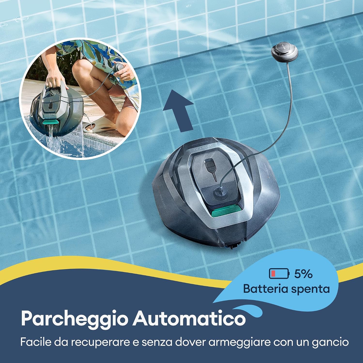 Ultenic Pooleco P10S – Robot de piscine sans fil avec application mobile et télécommande