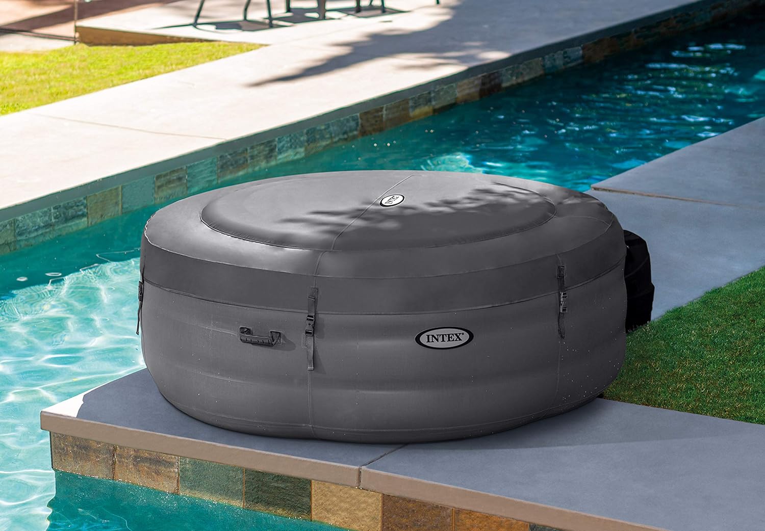 Simple Spa 28482EX – Spa gonflable à hydromassage, 4 places, gris, diamètre 196 × 66 cm**