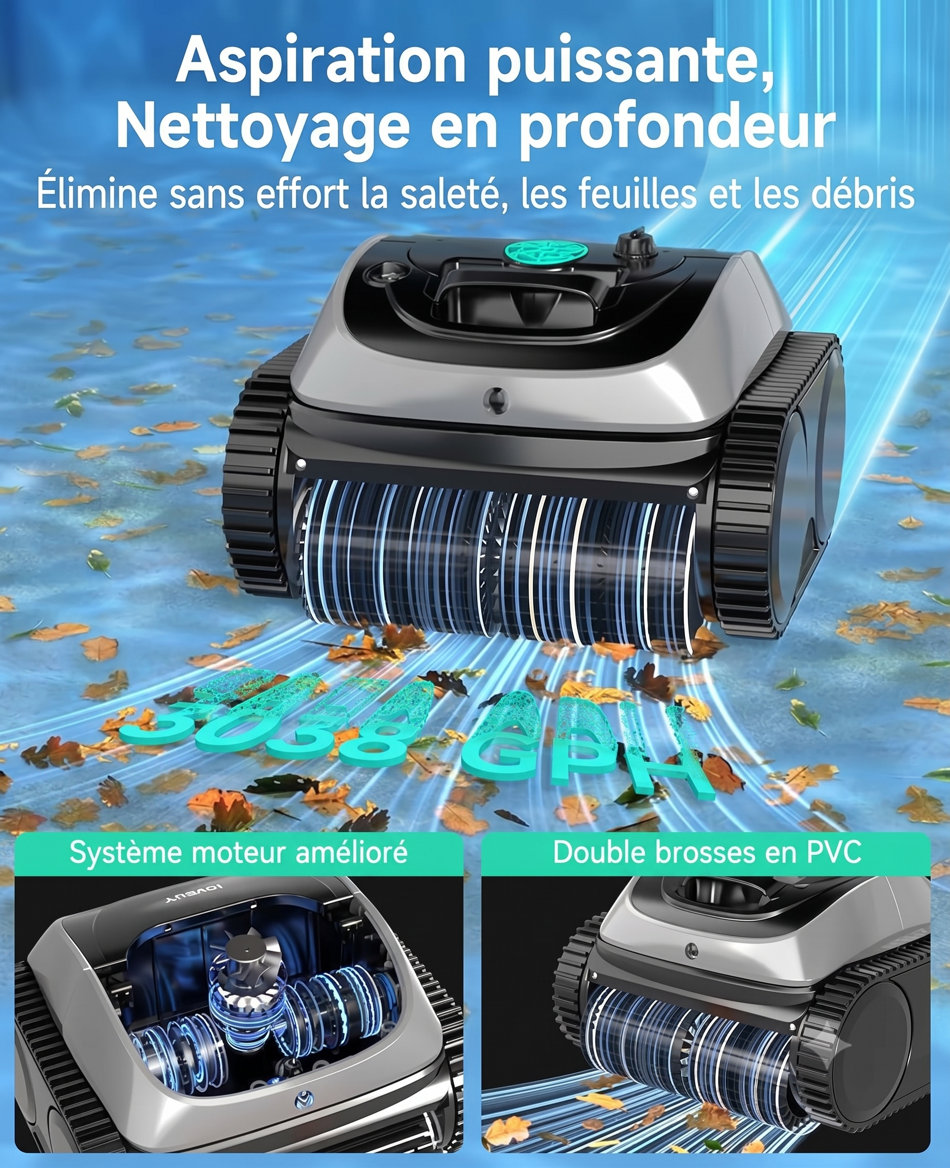 WYBOT C1 – Robot de piscine sans fil (Fond + Parois)