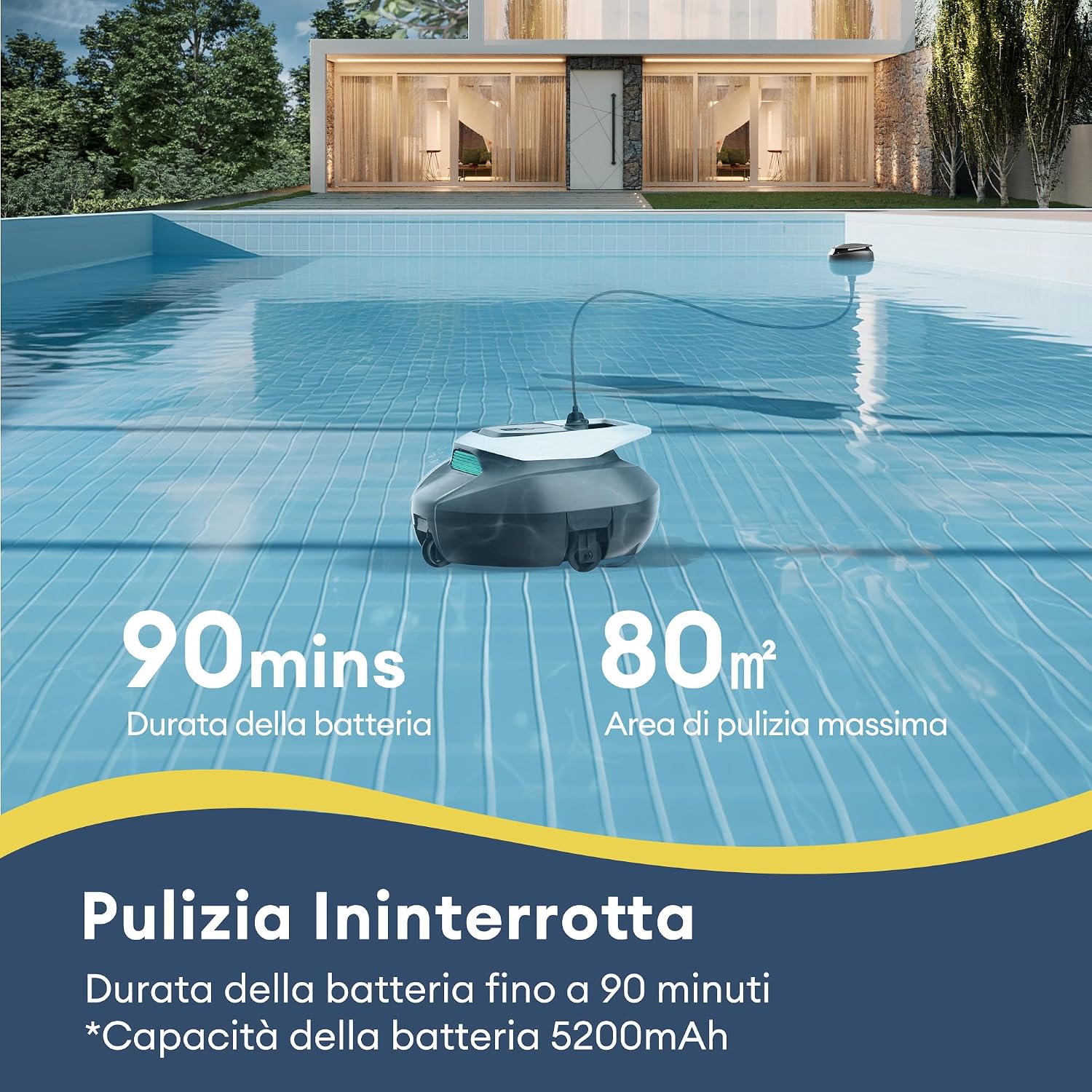 Ultenic Pooleco P10S – Robot de piscine sans fil avec application mobile et télécommande