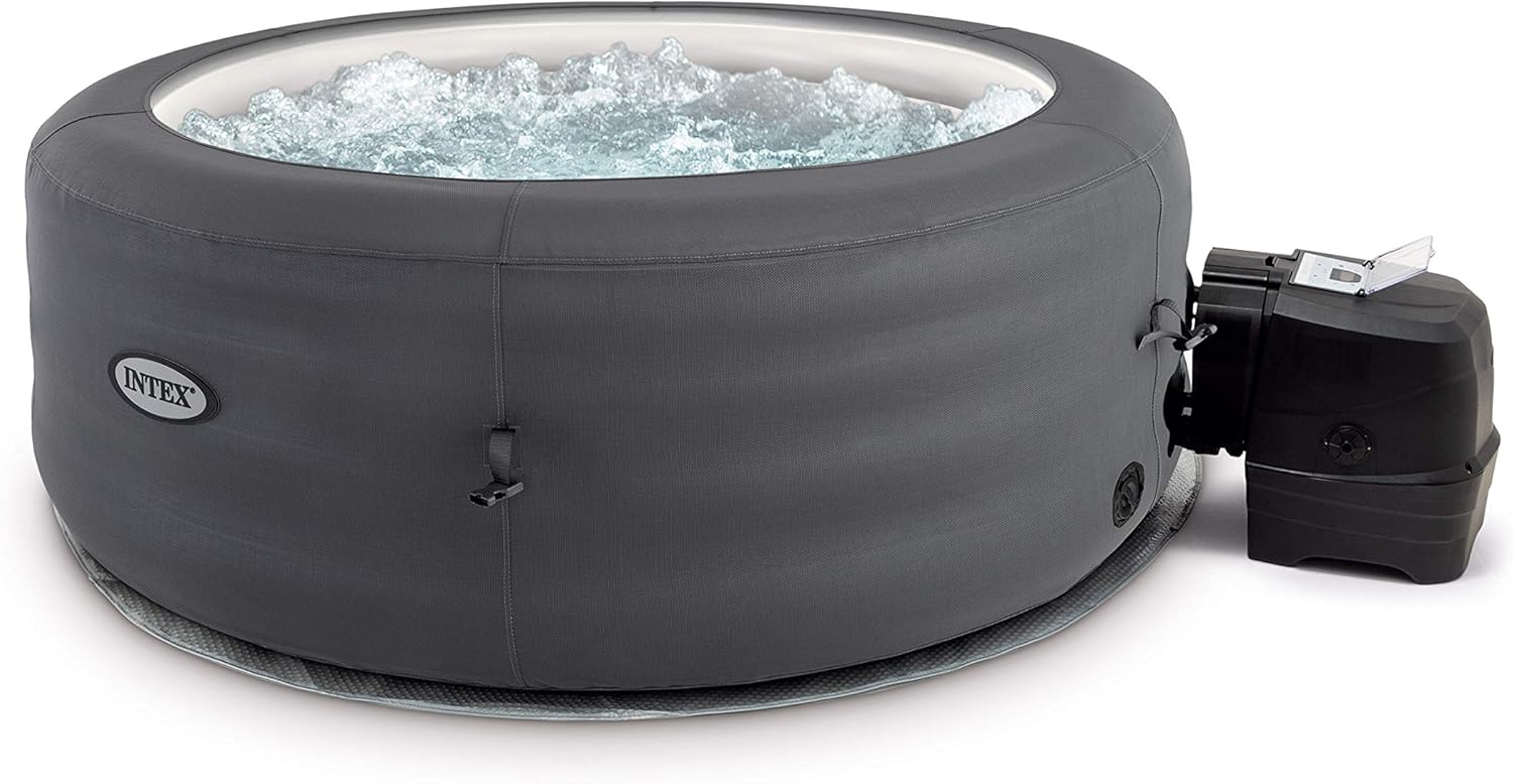 Simple Spa 28482EX – Spa gonflable à hydromassage, 4 places, gris, diamètre 196 × 66 cm**