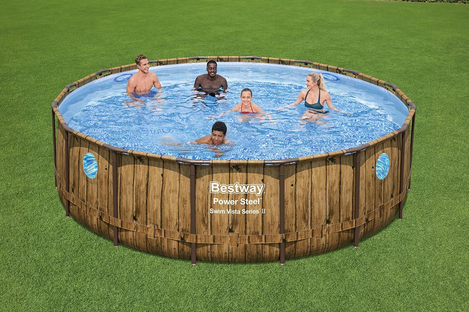 Bestway Power Steel Swim Vista™ – Piscine hors sol 488 × 122 cm, finition effet bois