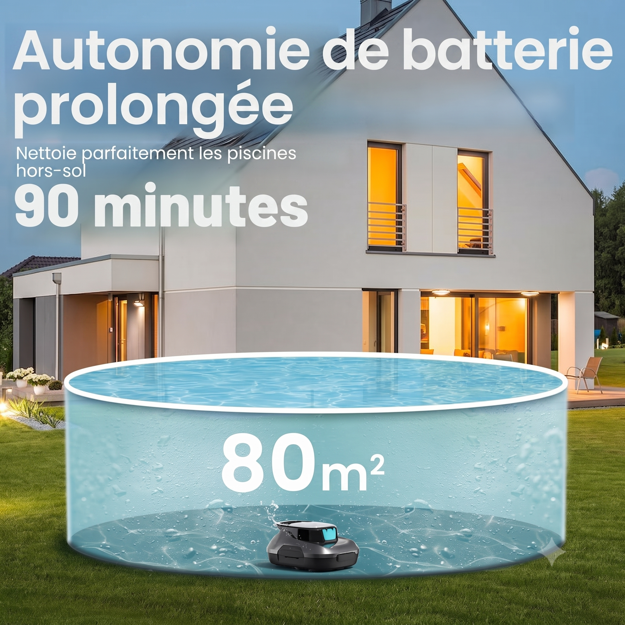 AIPER Scuba – Robot de piscine sans fil | 90 min d'autonomie | Jusqu'à 80 m²